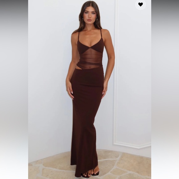 Whitefox Call Me Up Maxi Dress Chocolate - Picture 1 of 5